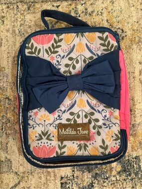 Matilda Jane Navy Bow Floral Lunch Satchel - Pink, Yellow